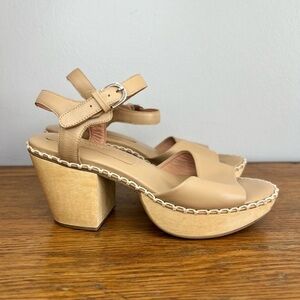 Rachel Comey Size 7 • Light Brown Leather Clog Sandals Heels.